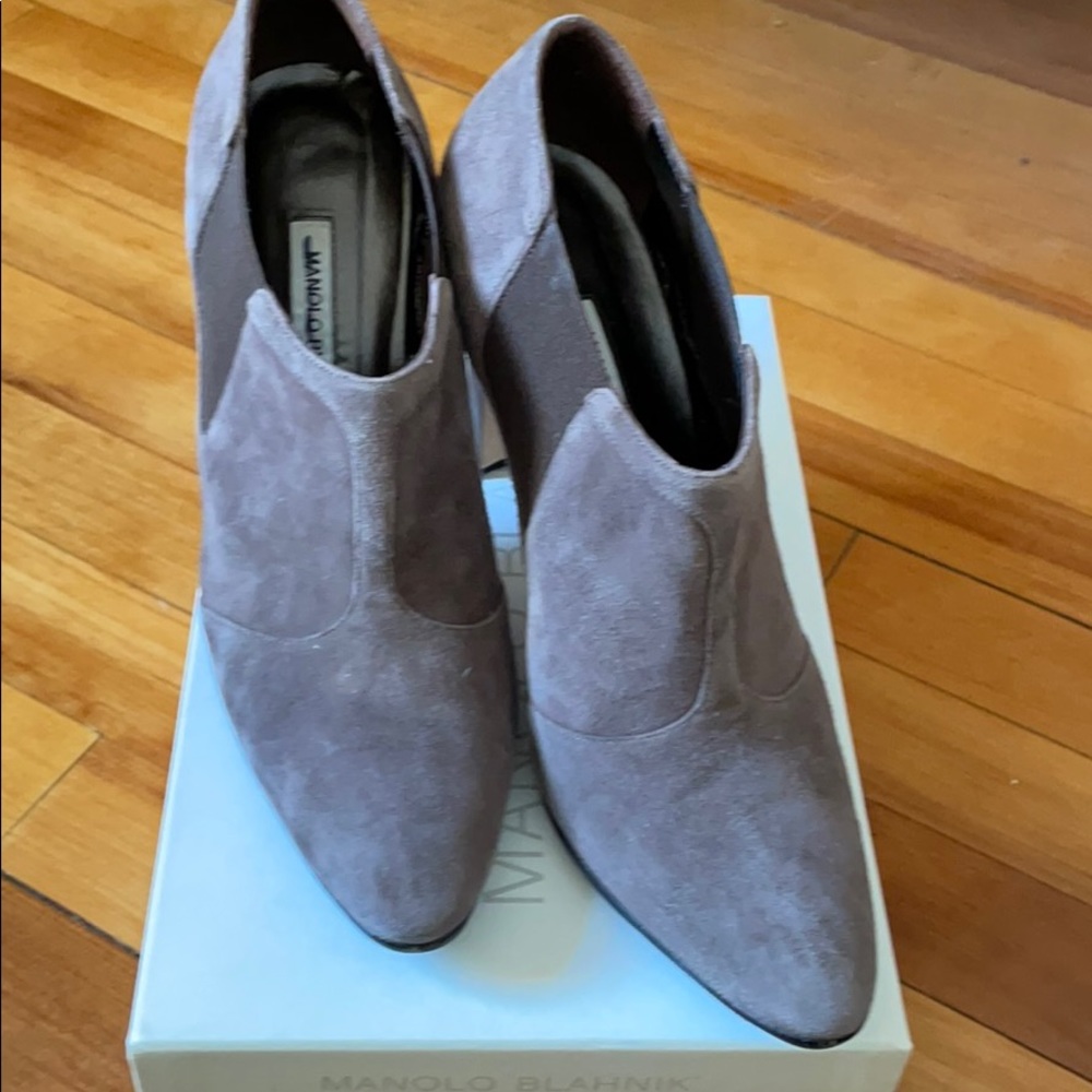 Grey Manolo Blahniks booties